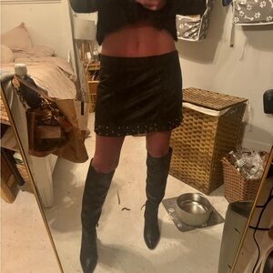 Rare Aje vintage 100% leather studded mini skirt size S